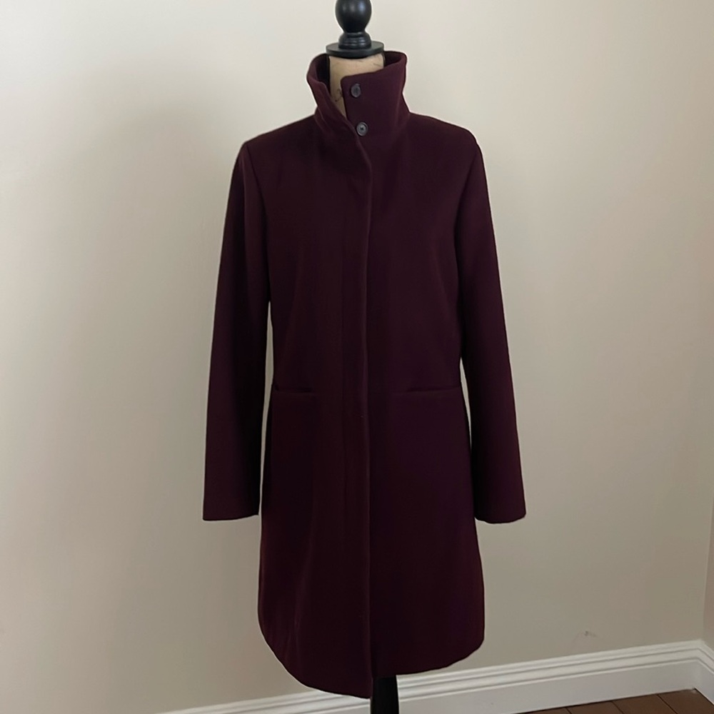 Long Burgundy Pea Coat
